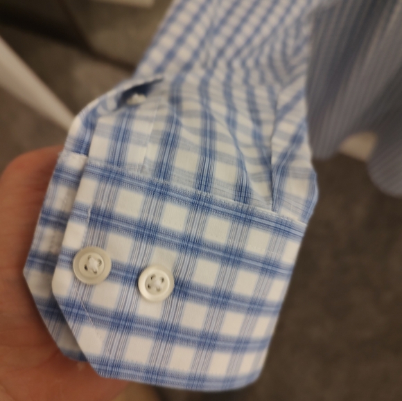 Blue check long sleeve non iron shirt - Picture 3 of 5